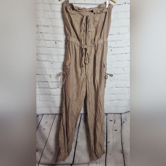 Vintage Lipstick Tan Jumpsuit - Picture 1 of 10